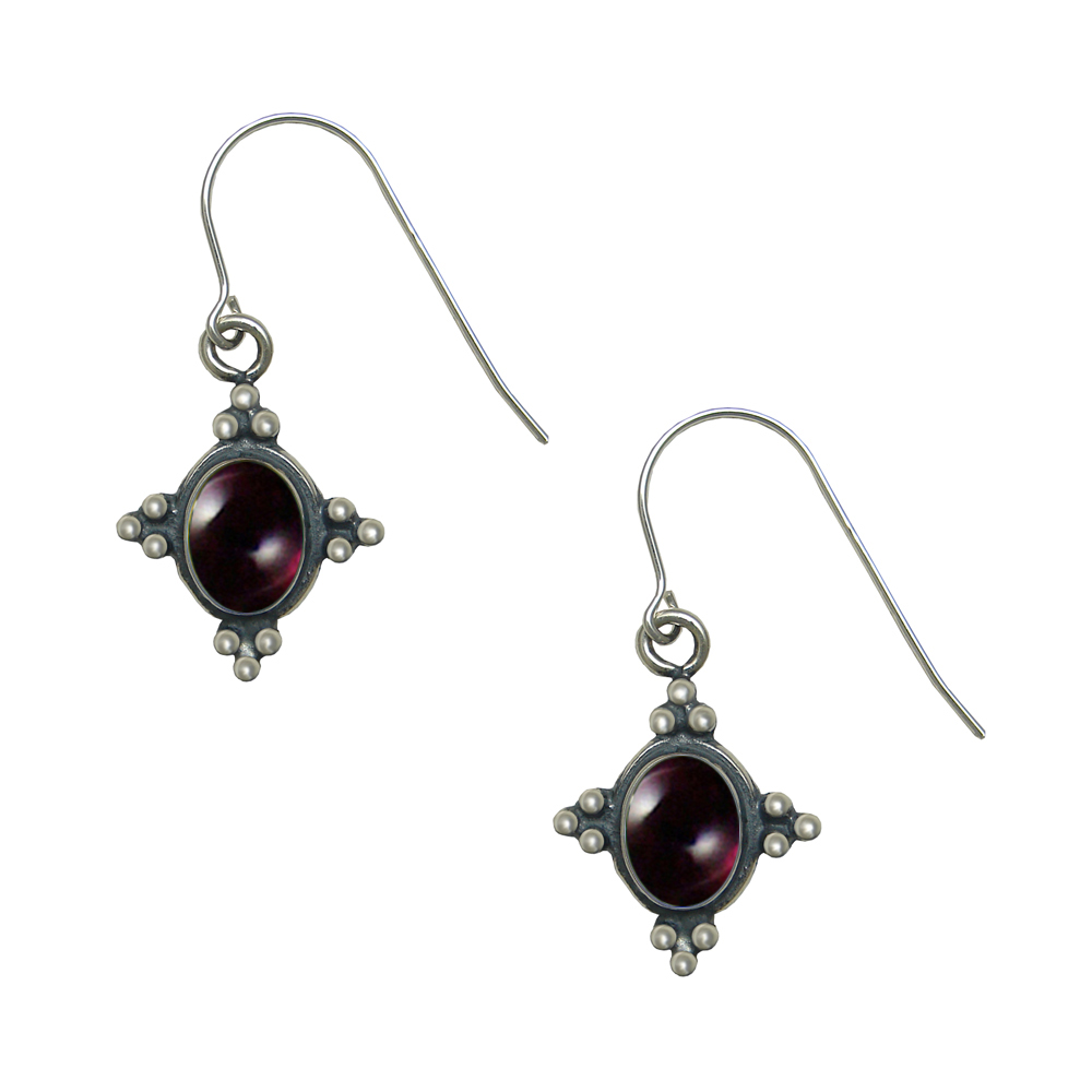 Sterling Silver Small Garnet Gemstone Drop Dangle Earrings